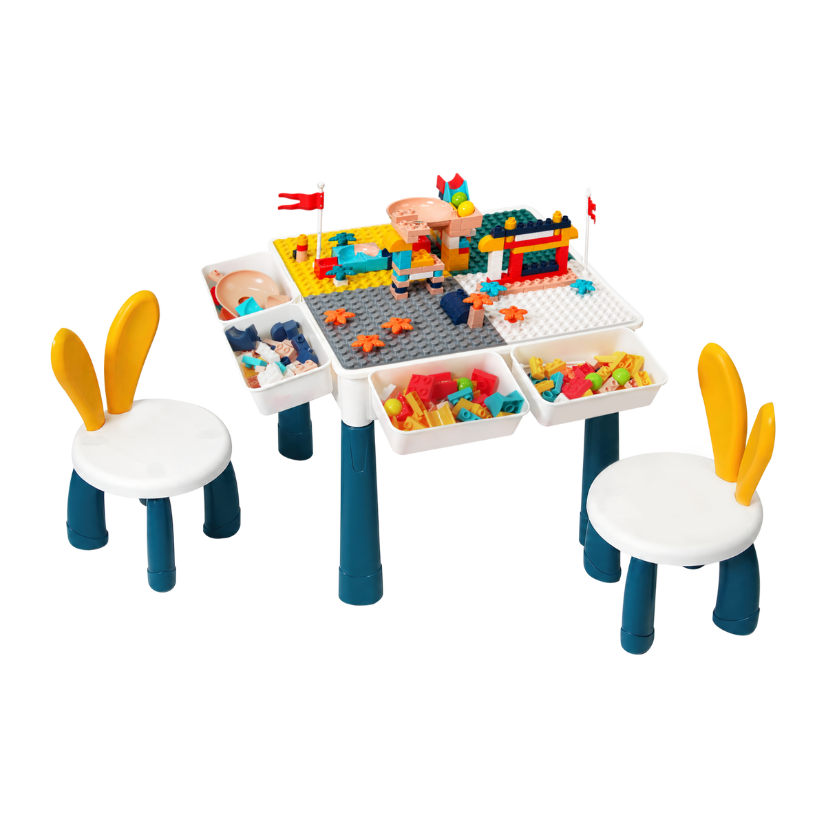 Mesa y Sillas Didácticas con Bloques de Construcción