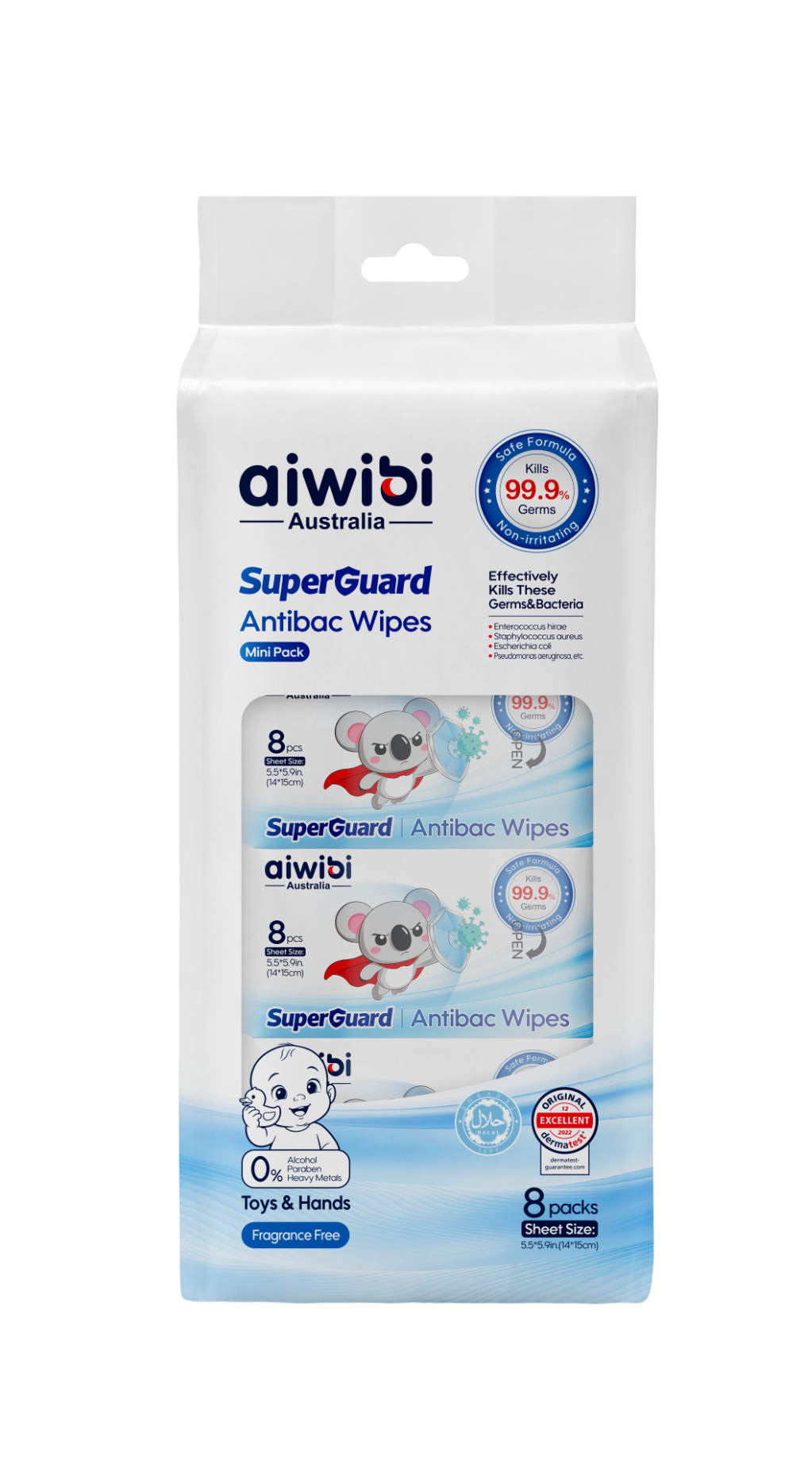Toallitas Antibacteriales Mini 8 Unidades
