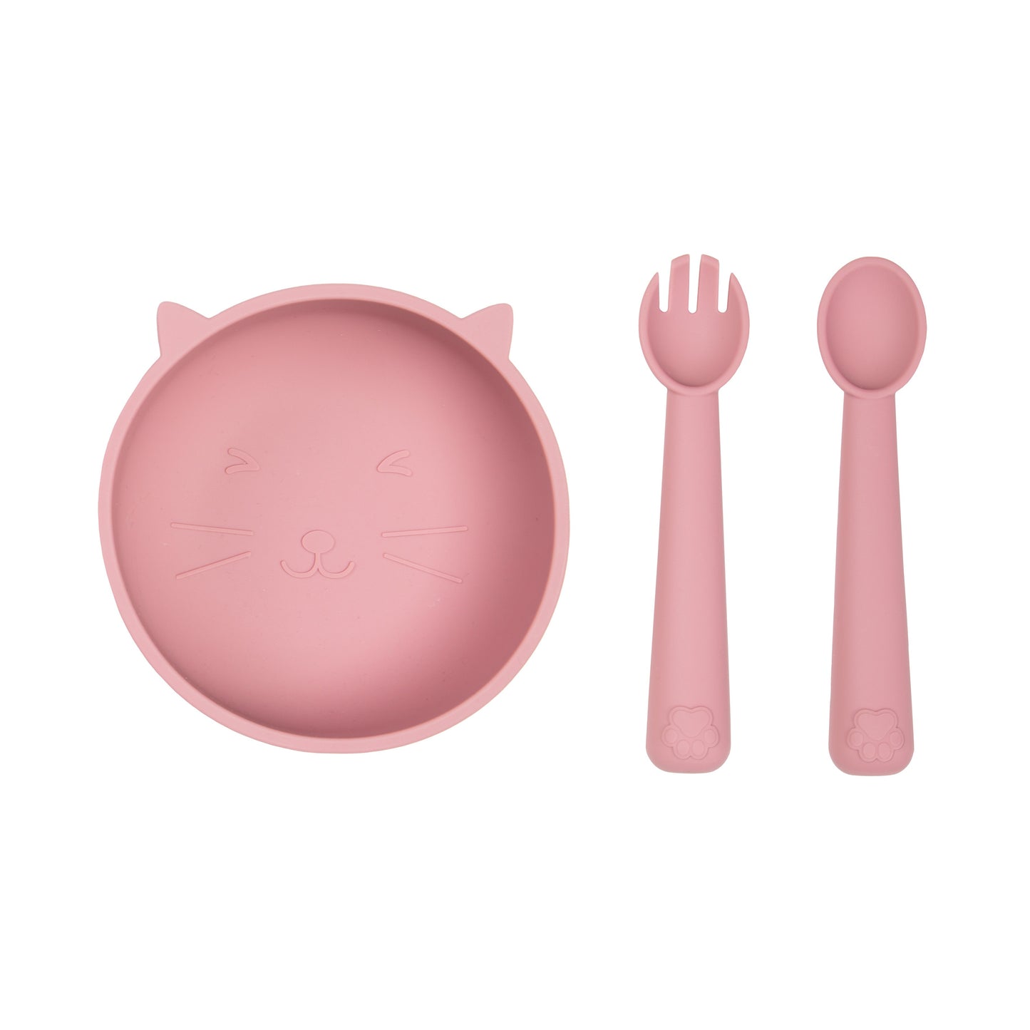 Set de Alimentación de Silicona Gatito Rosa Malva Carestino