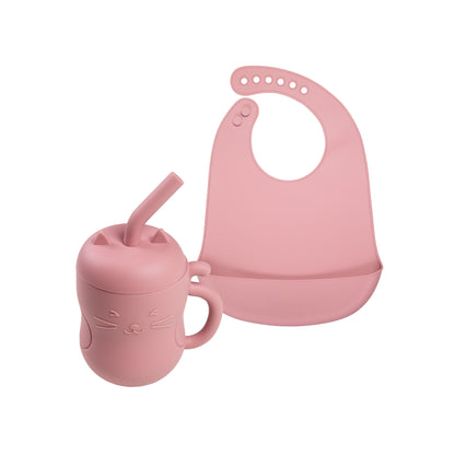 Set de Alimentación de Silicona Gatito Rosa Malva Carestino
