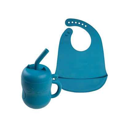 Set de Alimentación de Silicona Gatito Azul Petróleo-Carestino